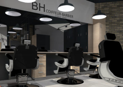 Perspective 3D photo réaliste d'ambiance intérieure - Salon de coiffure