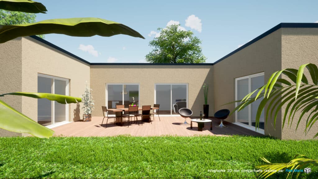 Terrasse 3D Photo réaliste - Création de maison individuelle - Ecouflant (49)